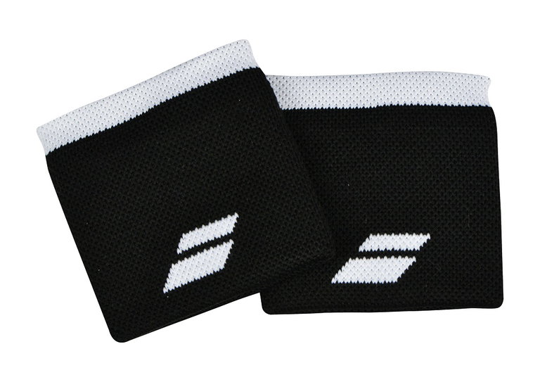Babolat Schweissband Logo Handgelenk schwarz/weiss - 2 Stück